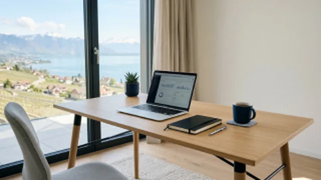 Bureau avec vue lac Léman, espace de travail d'un manager