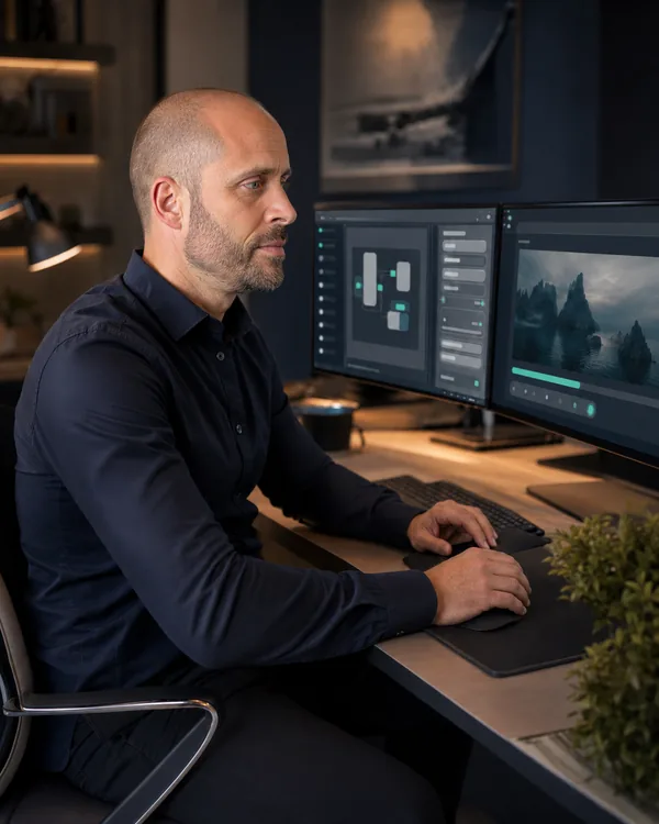Formation IA avancée : de l'usage à l'expertise, un manager utilise Custom GPTs et génération d'images IA