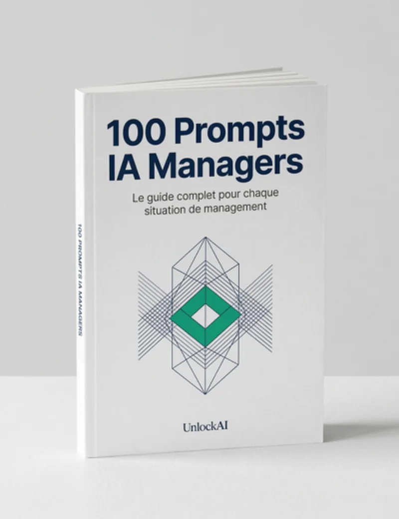 Couverture 100 Prompts IA Managers — Le guide complet pour chaque situation de management — UnlockAI