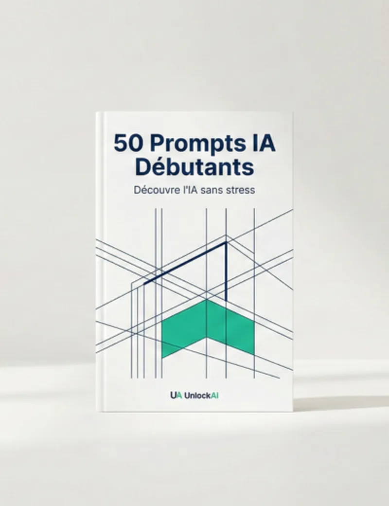 Couverture 50 Prompts IA Débutants — Découvre l'IA sans stress — UnlockAI