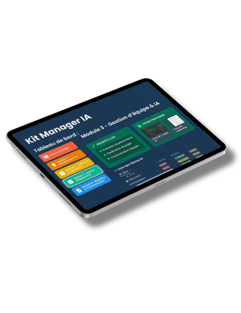 Mockup Kit Manager IA Notion — Système complet pour intégrer l'IA dans ton management — UnlockAI