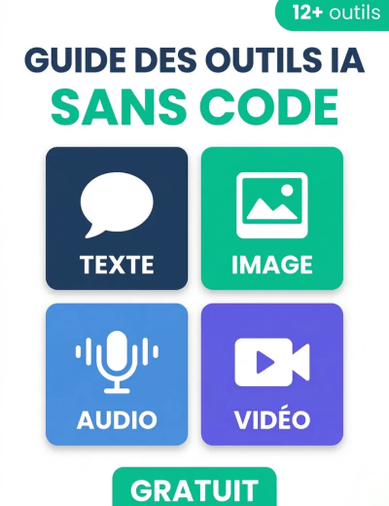 Couverture Guide des Outils IA Sans Code — 12+ outils Texte, Image, Audio, Vidéo — UnlockAI
